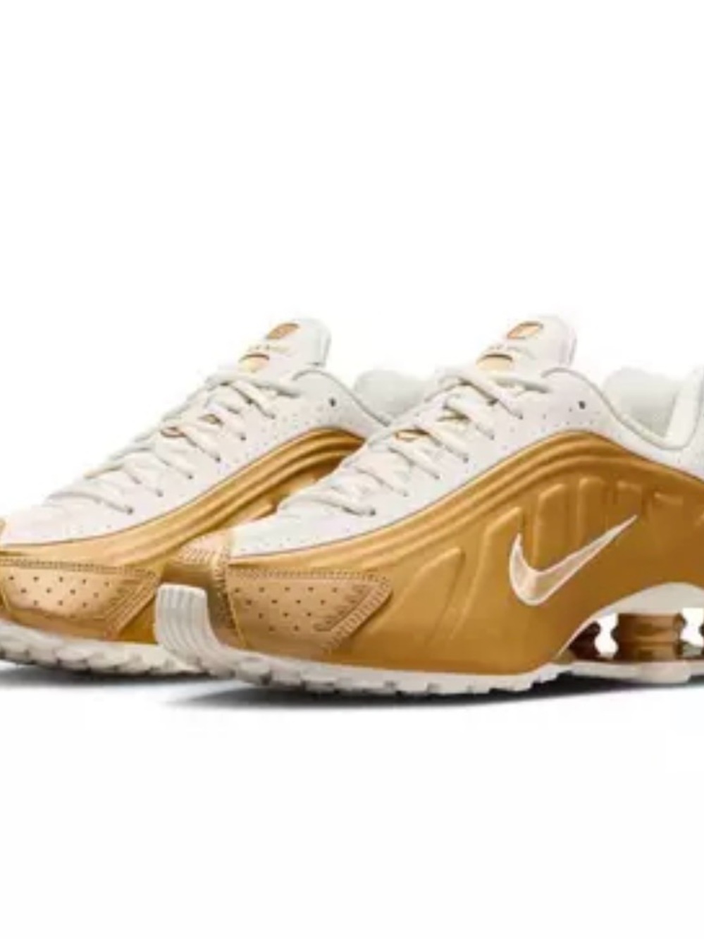 NWT Nike Women’s Shox R4 Soft Pearl / Metallic Gold Athletic Sneakers